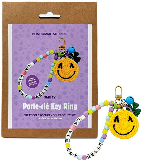 Ens. porte-clés crochet motif smiley