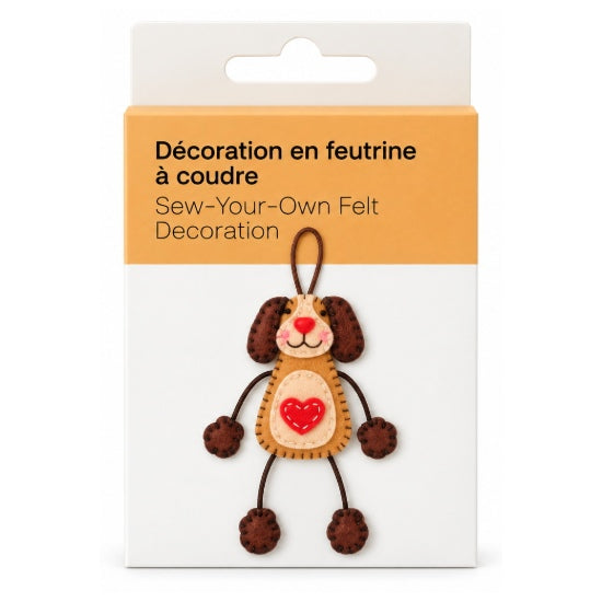 Décoration en feutrine à coudre chien