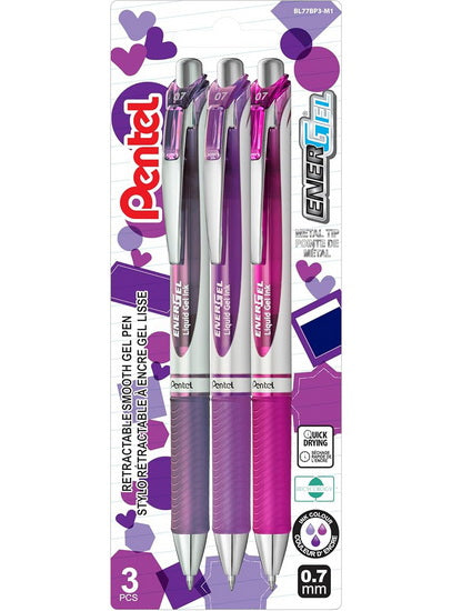 Set of Retractable Gel Roller Energel Passion Colours 3pcs