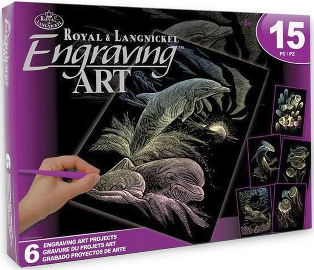 Ens. gravures holographiques animaux marins 15pcs