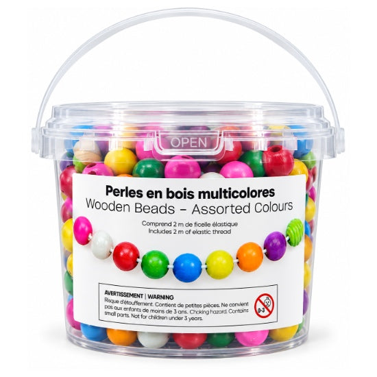 Perles en bois variées multicolores 180g