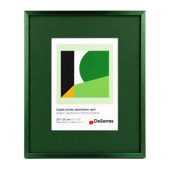 Cadre photo aluminium vert - 8x10 po pp 5x7 po