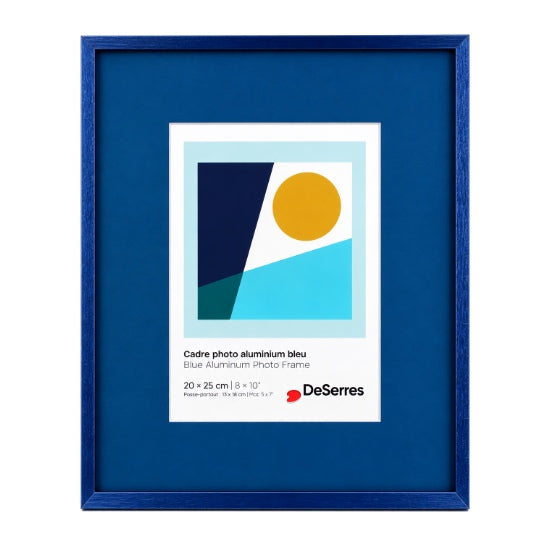 Cadre photo aluminium bleu - 8x10 po pp 5x7 po