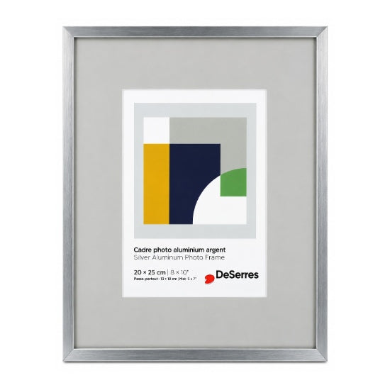 Cadre photo aluminium argent - 8x10 po pp 5x7 po