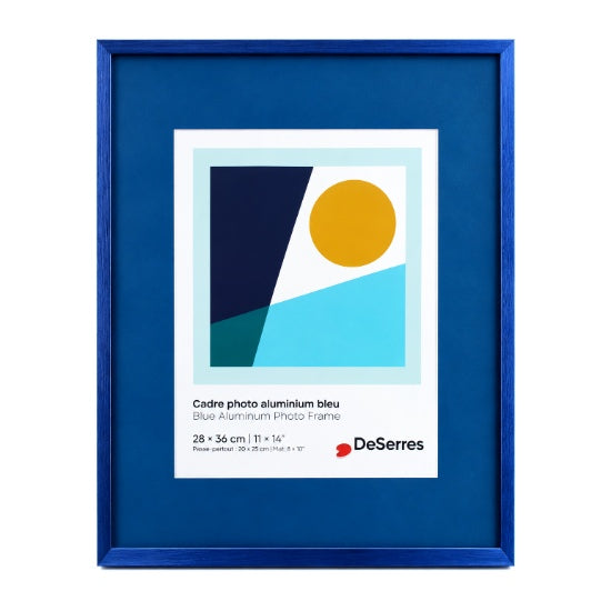 Cadre photo aluminium bleu - 11x14 po pp 8x10 po