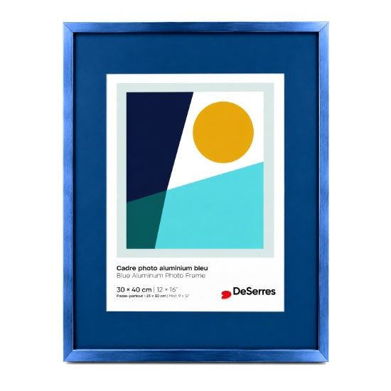 Cadre photo aluminium bleu - 12x16 po pp 9x12 po
