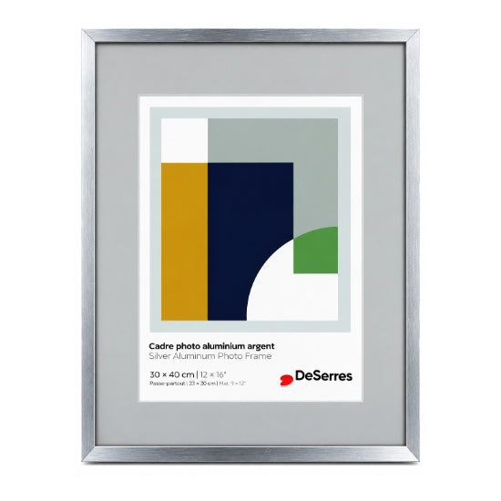 Cadre photo aluminium argent - 12x16 po pp 9x12 po