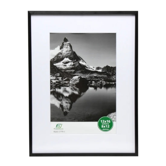 Cadre photo aluminium entre deux vitres noir - 12x16 po