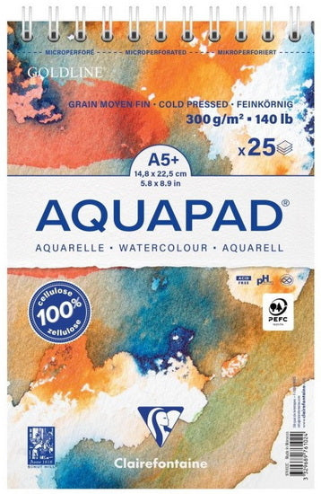 Set of 25 Watercolor Sheets Aquapad 300g - Cold Pressed - 14.8x2