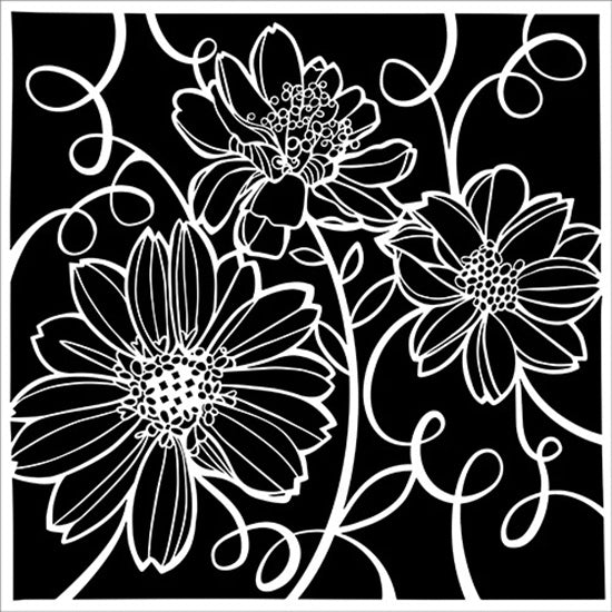 Pochoir fleurs entremêlées - 6x6po