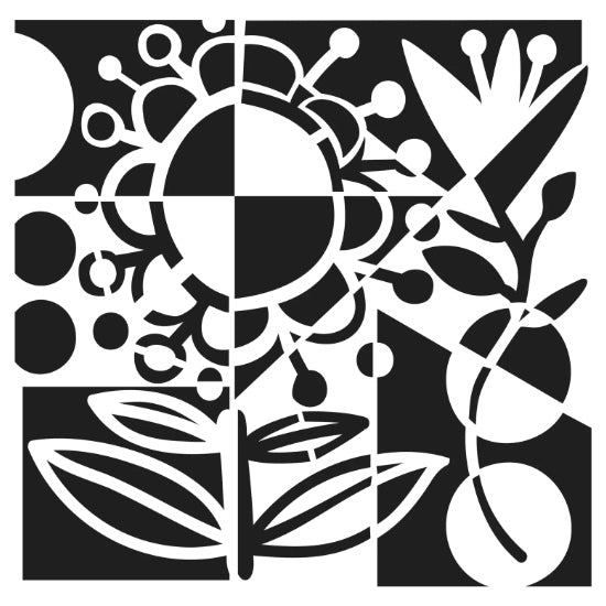 Geo Flowers Stencil - 6x6"