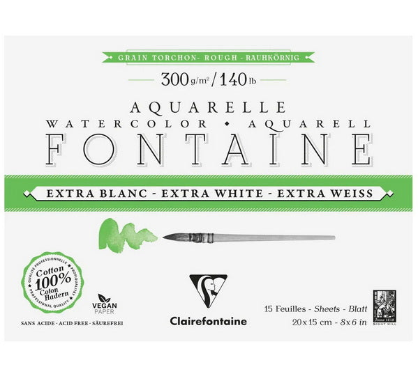 Watercolour Paper Extra White - Rough - 300g - 20x15cm - 15sh