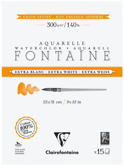 Watercolour Paper Extra White - Hot Press - 300g - 23x31cm -15sh