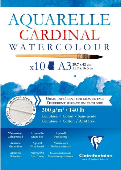 Bloc papier aquarelle collé - 300g - A3 - 10f