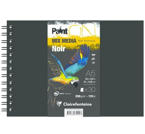 Carnet de croquis Paint'ON noir 250g - A5 - 30f