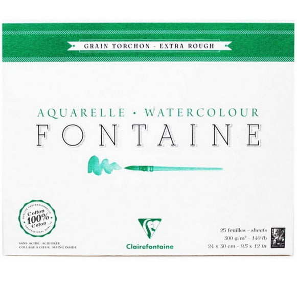 Papier Fontaine - grain rugueux - 300g - 24x30cm - 25fl