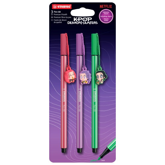 Ens. 3 feutres Stabilo Pen 68 K-Pop Demon Hunters filles