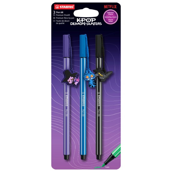 Ens. 3 feutres Stabilo Pen 68 K-Pop Demon Hunters garçons