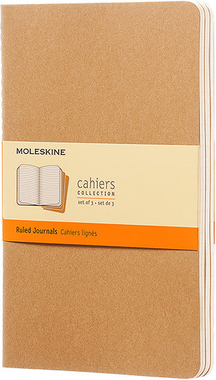 3-Pack Journals - Ruled - KRAFT BROWN - 13 X 21 CENTIMETERS