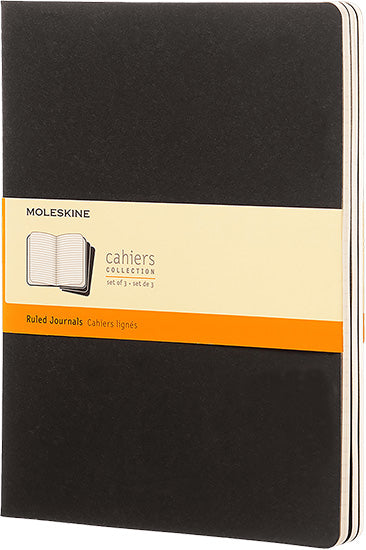 3-Pack Journals - Ruled - BLACK - 19 X 25 CENTIMETERS