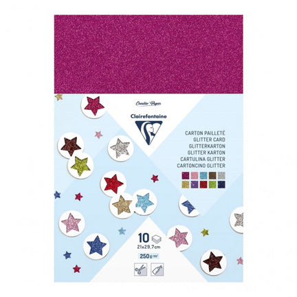 10-Pack Glitter Cards - Assorted Colours