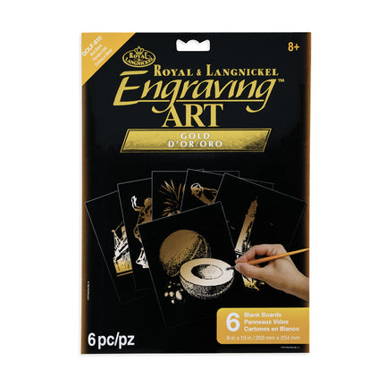 6-Pack Engraving Art Boards - Black/Gold
