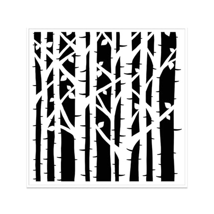 Mixed Media Stencil - Birch Trees, 6 x 6 in.