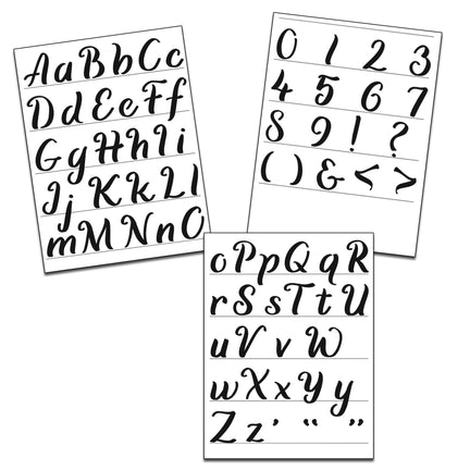 Mixed Media Stencils - Calligraphy Alphabet, 3 Pieces