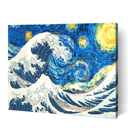 Paint by Numbers Kit - "The Great Wave at Starry Night"