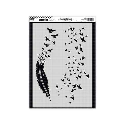 A4 Stencil – Feathers and Bird Clouds