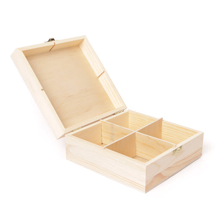 Wooden 4-Division Box - 16.5 x 16 x 7 cm