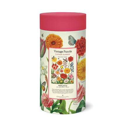 Cavallini 1000 Piece Flower Garden Puzzle - Vintage Style Jigsaw In Storage Tube