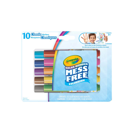Crayola Color Wonder Mess Free Mini Markers, Classic Colors, 10