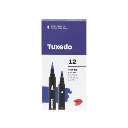 12-Pack Tuxedo Double-Ended Markers Set, Assorted Colours - Brush and Fine Tip