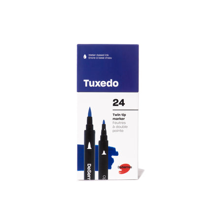 24-Pack Tuxedo Double-Ended Markers Set, Assorted Colours - Fine and Brush Tip