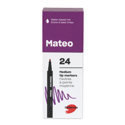 24-Pack Mateo Medium-Tip Markers Set, Assorted Colours