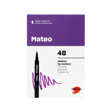 48-Pack Mateo Medium-Tip Markers Set, Assorted Colours