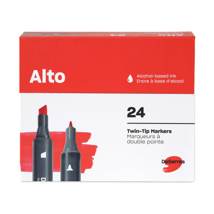 24-Pack Alto Twin-tip Marker Set, Basic Colours - Chisel and Fine Tip