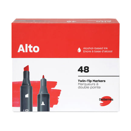 48-Pack Alto Double-Ended Markers Set, Basic Colours - Chisel and Fine Tip
