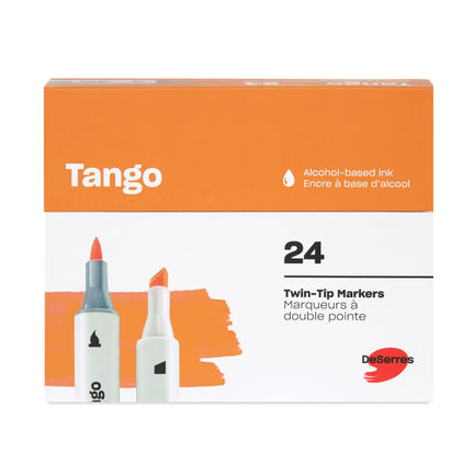 24-Pack Tango Double-Ended Markers Set, Assorted Colours - Chisel and Brush Tip