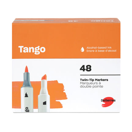 48-Pack Tango Double-Ended Markers Set, Assorted Colours - Chisel and Brush Tip