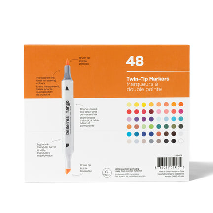 48-Pack Tango Double-Ended Markers Set, Assorted Colours - Chisel