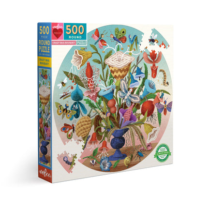 500-Piece Round Puzzle - "Crazy Bug Bouquet"