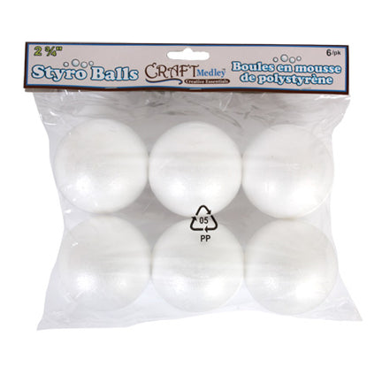 Package of 6 foam balls 2 3/4 inches