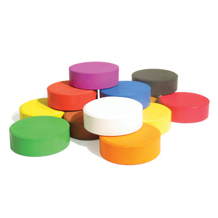 Brightly-coloured paint discs