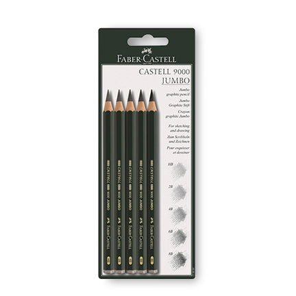 Set of 5 Castell 9000 Jumbo Graphite Pencils