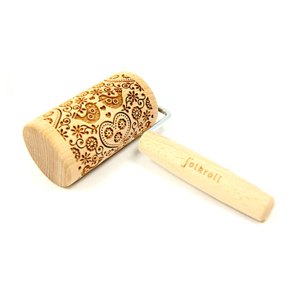 Mini Engraved Rolling Pin - Folk Doves