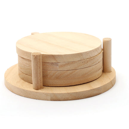 4-Piece Pawlonia Wooden Coaster Set - 12.5 x 12.5 x 1 cm