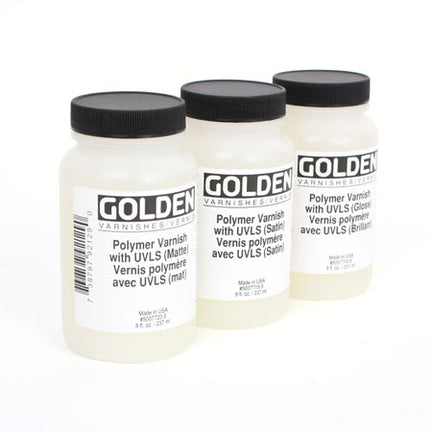 Golden polymer varnish with UVLS