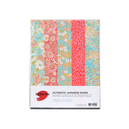 5-Sheet Authentic Japanese Paper Pack - Mix 1